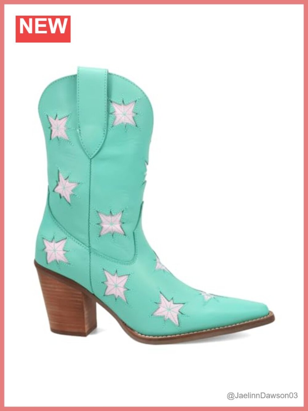 Dingo Leather Western Mid-Calf Boots Snip Toe Block Heel Cushion Comfort Insole
